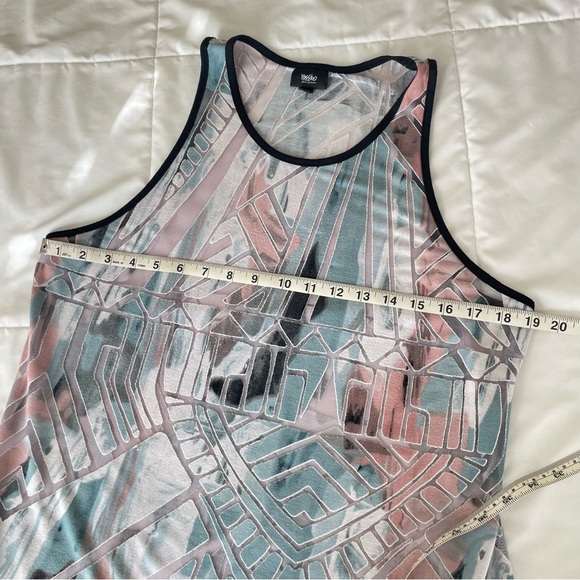 Mossimo Semi-Sheer Sleeveless Top Crewneck Aztec Geometric Pink Teal Black XL - Picture 10 of 11